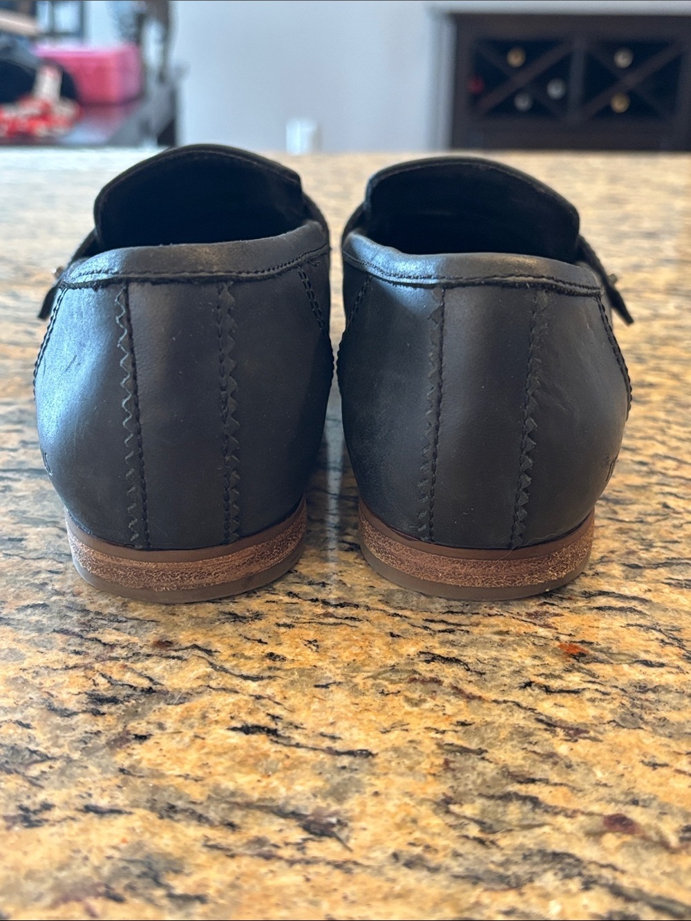Toms Black Leather Slip-On Penny Loafers - Picture 5 of 11